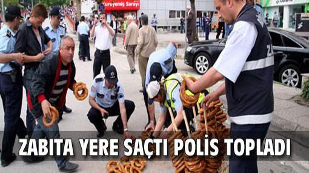 Zabıta etrafa saçtı, polis topladı