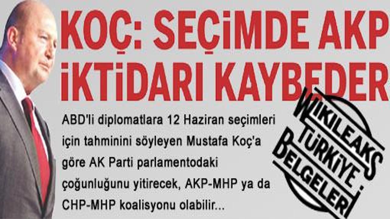 KOÇ: Seçimde AKP iktidarı kaybeder