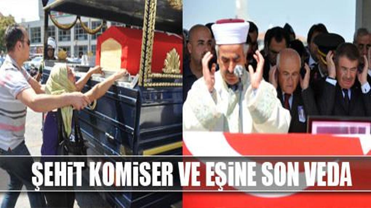 Şehit komiser ve eşi toprağa verildi