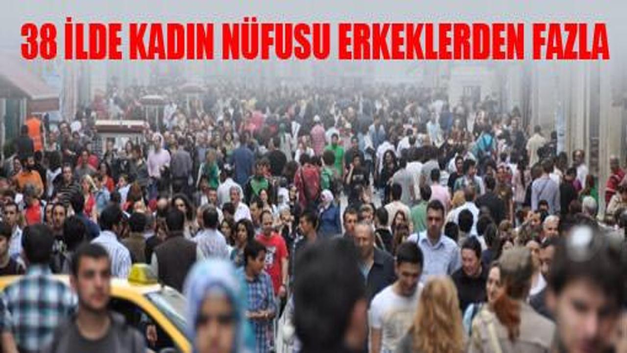 Kadınların erkeklerden fazla olduğu 38 il