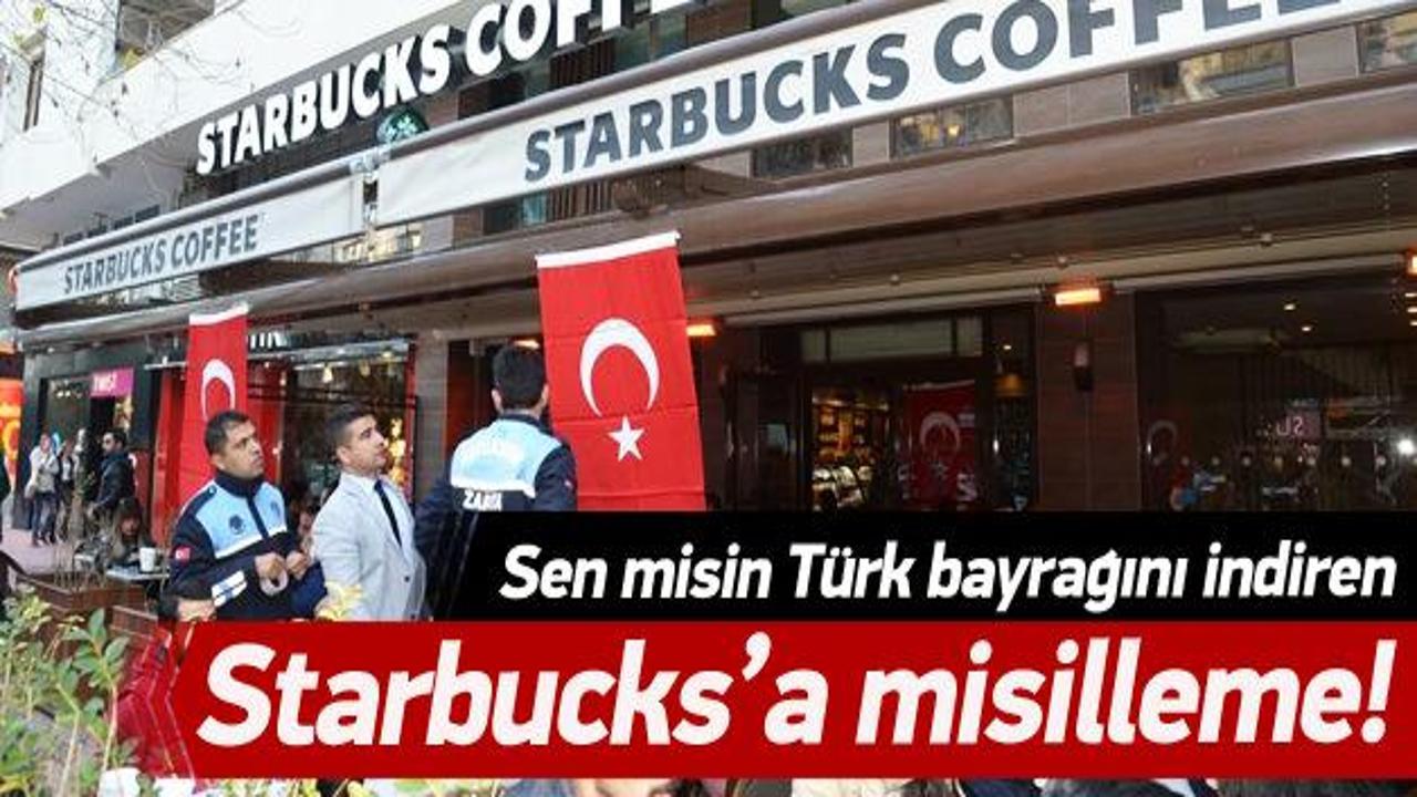 Adana'daki Starbucks'a Türk bayrağı asıldı
