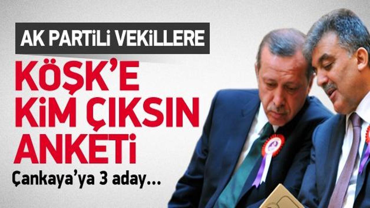 AK Parti vekillere 'Köşk'e kim çıksın' anketi