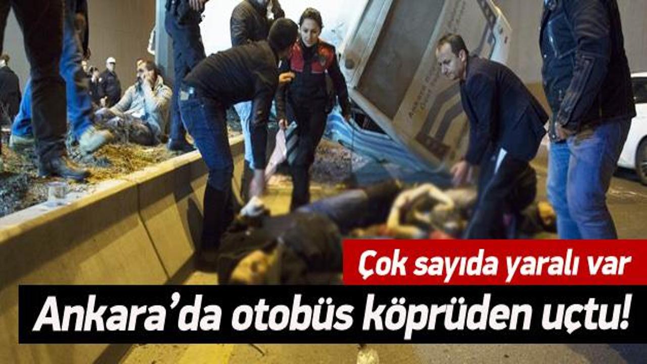 Ankara'da halk otobüsü köprüden uçtu