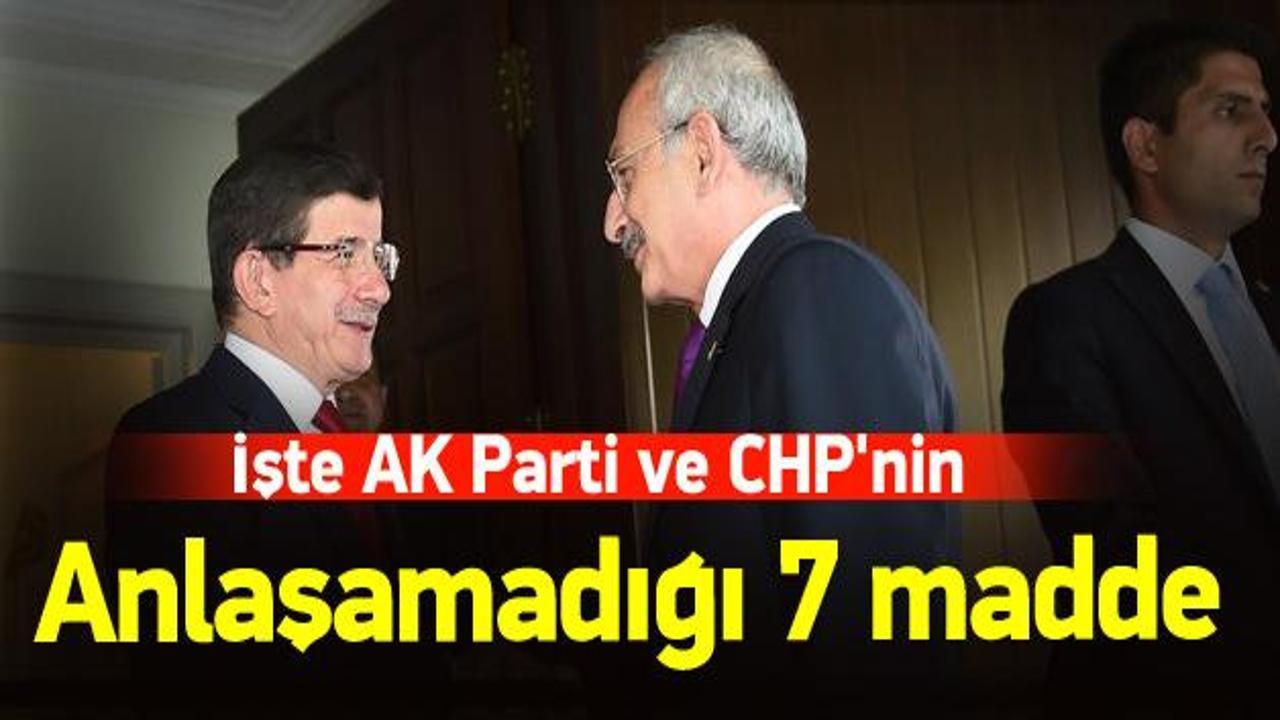 İşte AK Parti ve CHP'nin anlaşamadığı 7 madde