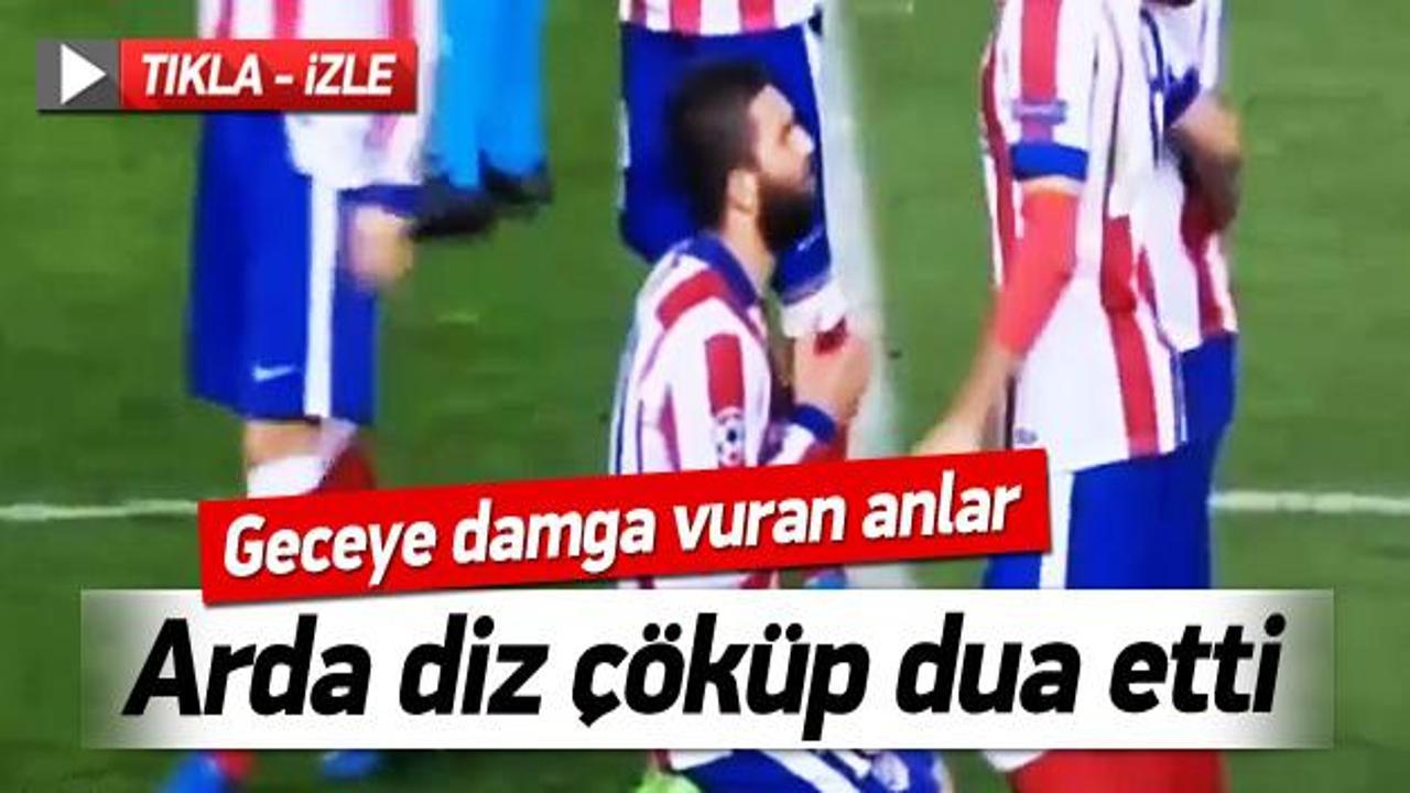 Arda Turan diz &ccedil;&ouml;k&uuml;p dua etti