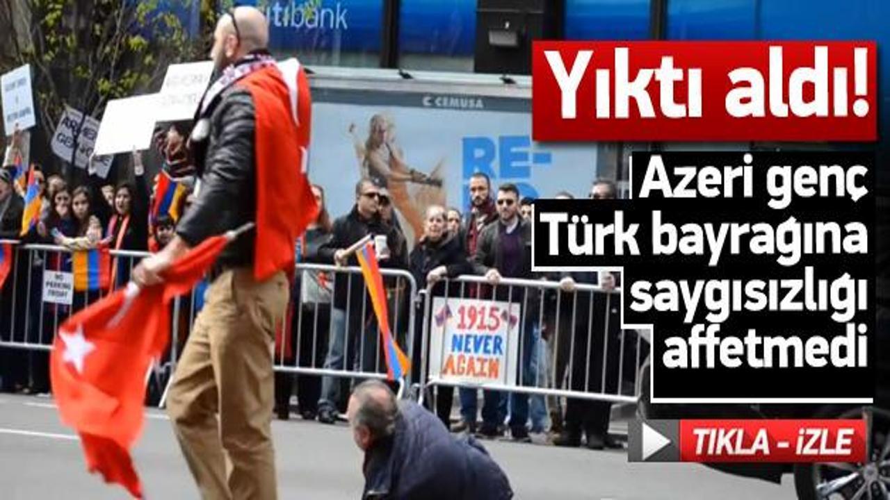Azeri genç, Türk bayrağını Ermenilerden kurtardı