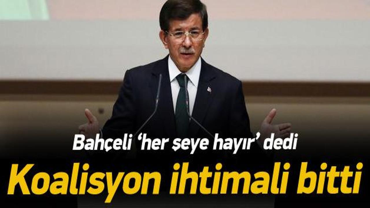 Davutoğlu: Bahçeli koalisyona 'hayır' dedi