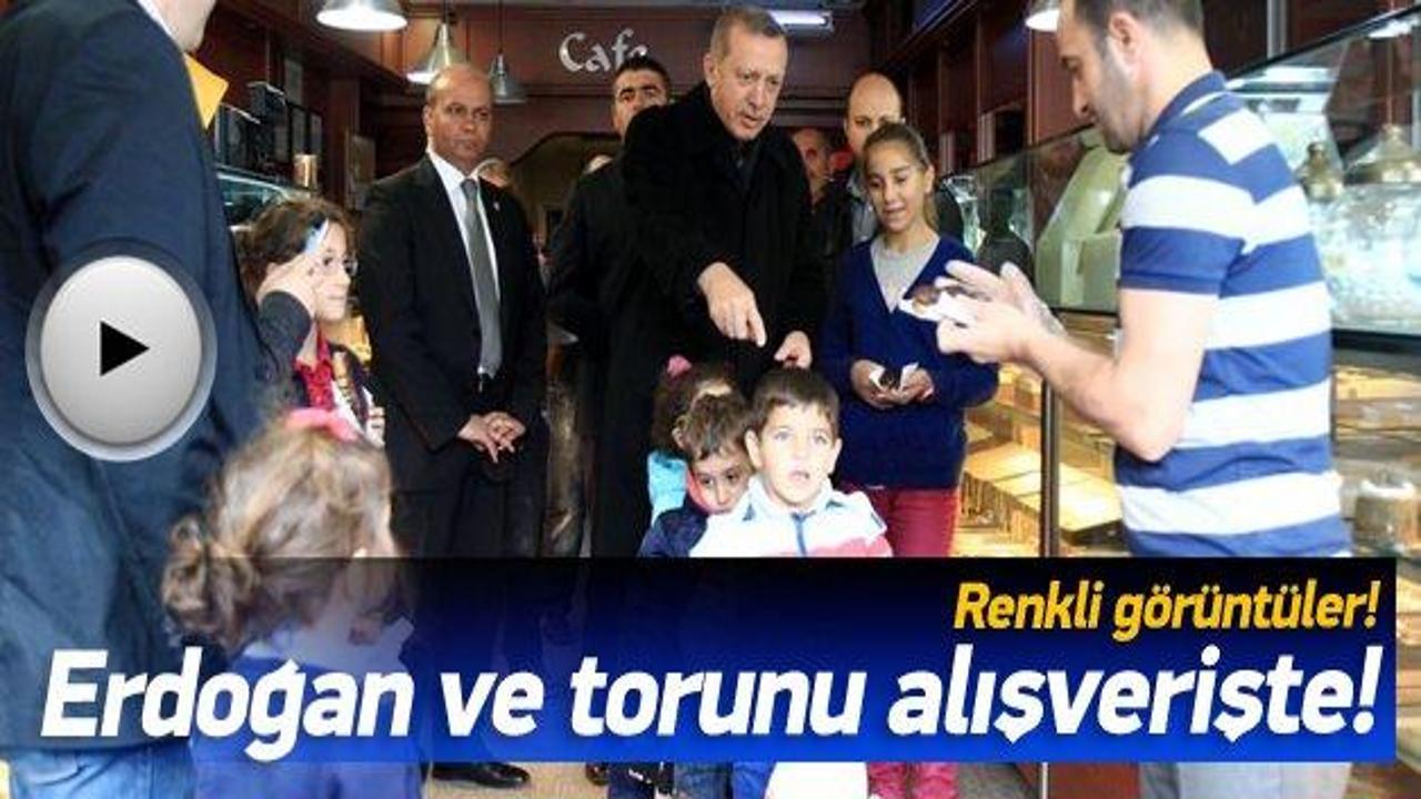 Erdoğan, oğlu ve torunuyla market alışverişinde