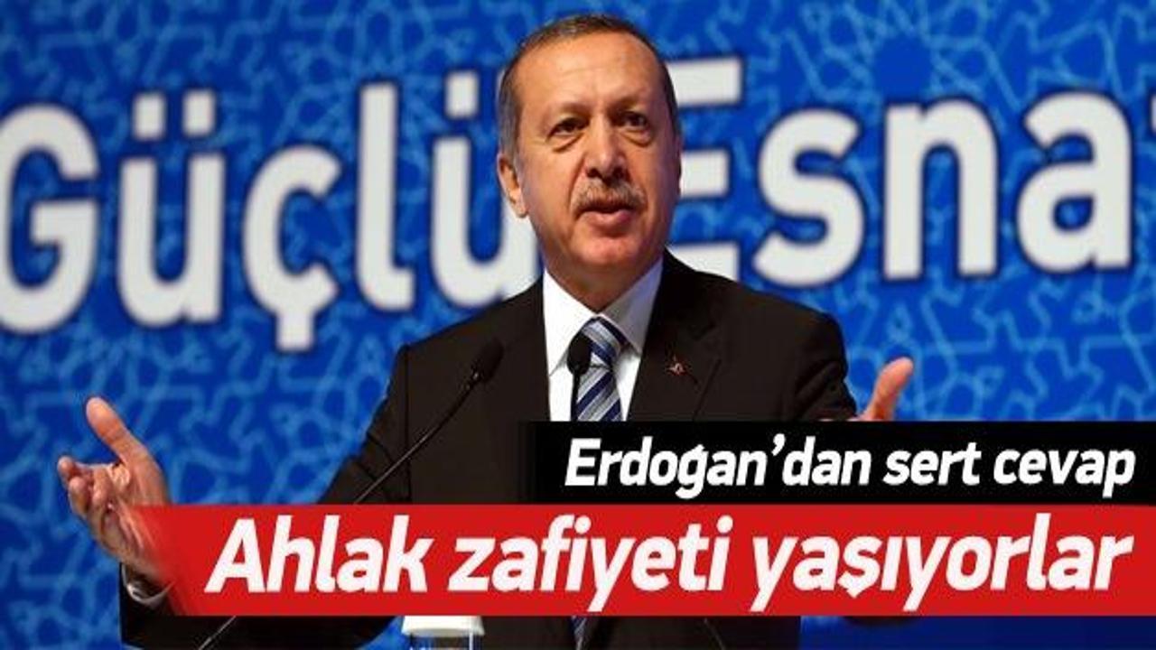 Erdoğan'dan sert cevap: Ahlak zafiyeti yaşıyorlar