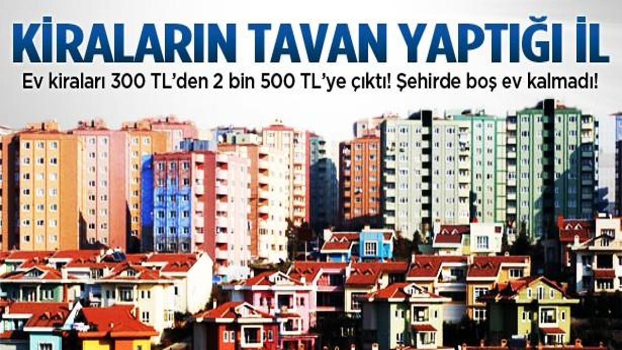 Ev kiralarının 2 bin 500 TL'ye çıktığı şehir