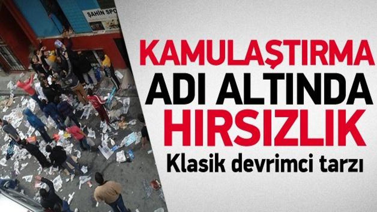 Eylemciler Okmeydanı'nda bir marketi yağmaladı