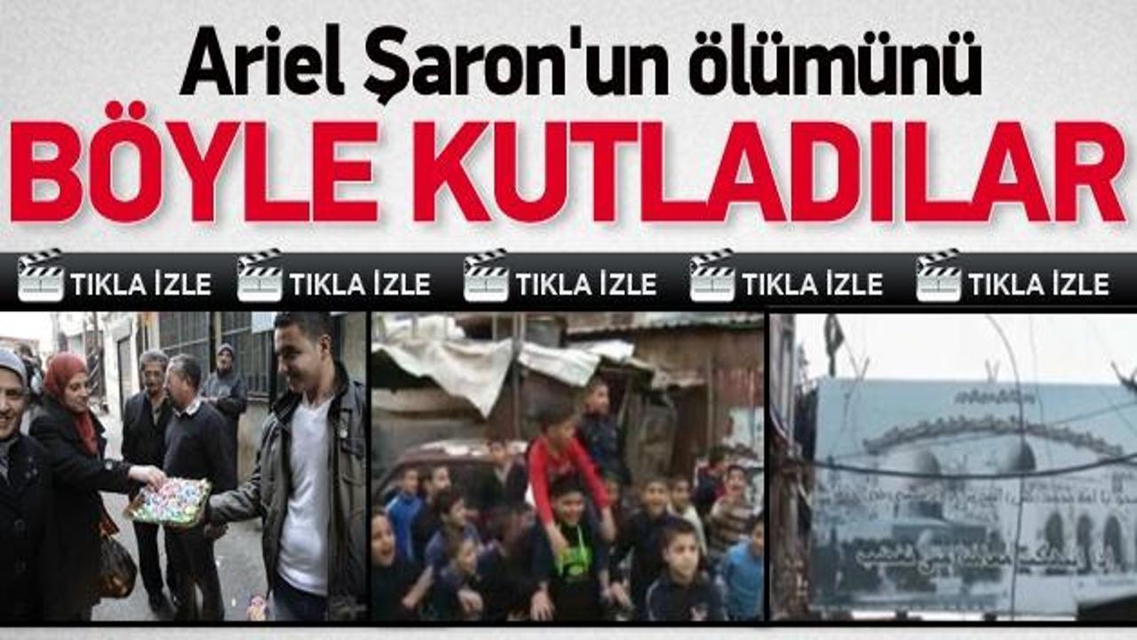 Filistinliler Ariel Şaron'un &ouml;l&uuml;m&uuml;n&uuml; b&ouml;yle kutladı
