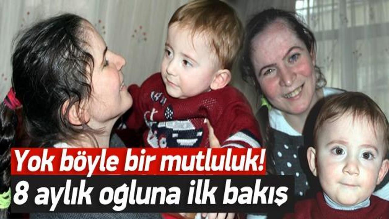 G&ouml;rme engelli anne oğlunu ilk kez g&ouml;rd&uuml;