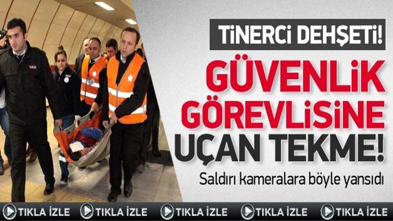 Güvenlik görevlisine uçan tekme!