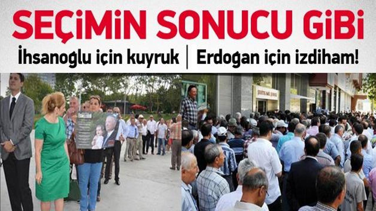 İhsanoğlu için kuyruk Erdoğan için izdiham