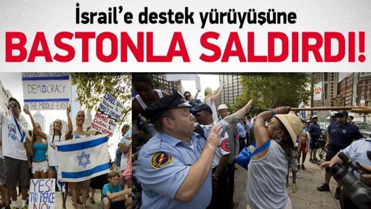 İsrail'e destek eyleminde bastonlu tepki