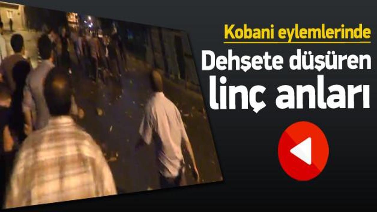 Kobani eylemlerinde dehşete d&uuml;ş&uuml;ren lin&ccedil; anı