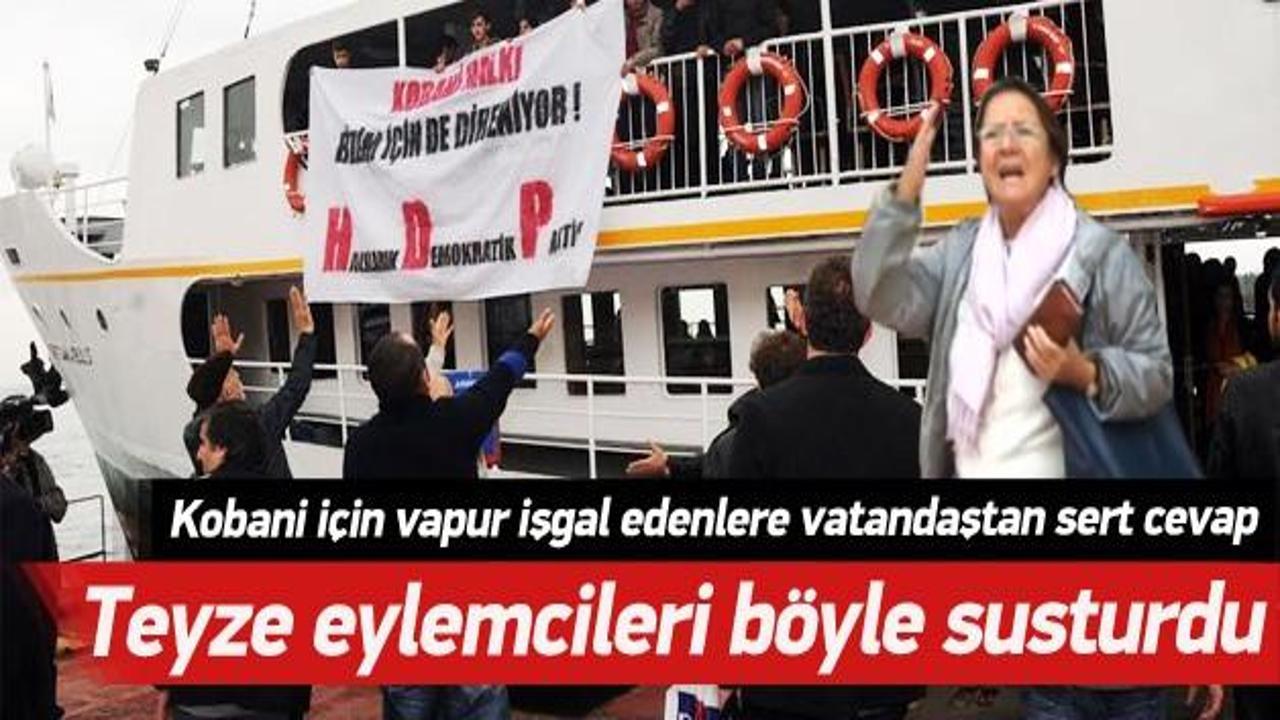 Kobani i&ccedil;in vapur işgal edenlere vatandaştan cevap