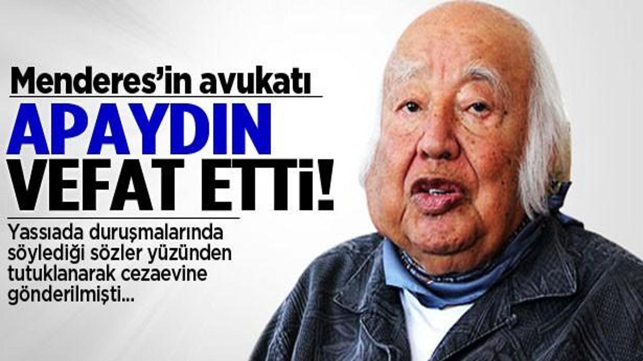 Menderes'in avukatı vefat etti