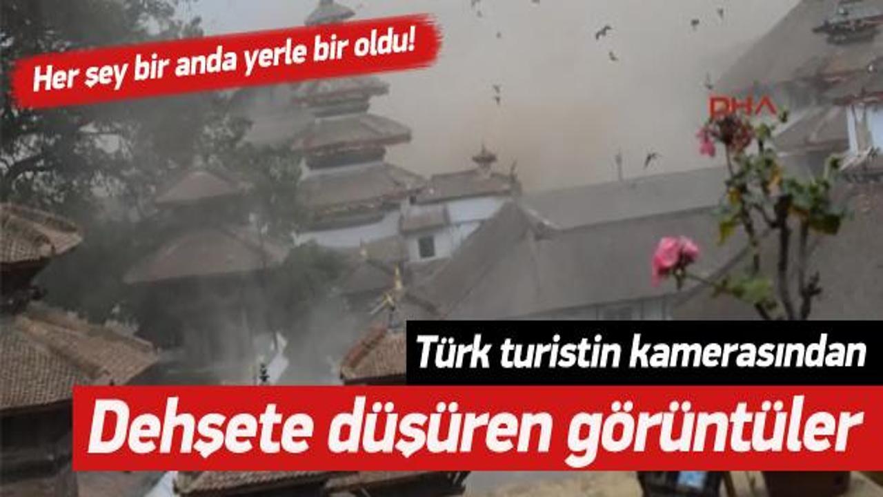 Nepal depremini T&uuml;rk turist g&ouml;r&uuml;nt&uuml;ledi