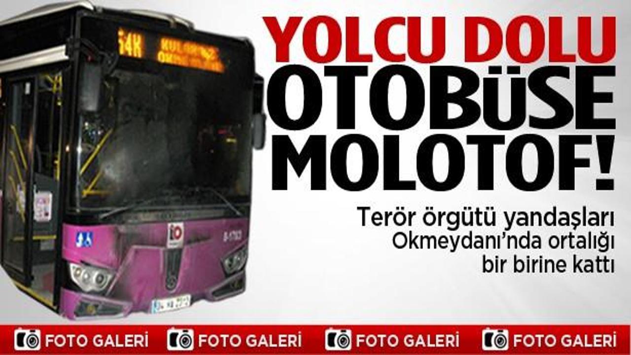 Okmeydanı'nda otobüse molotoflu saldırı!