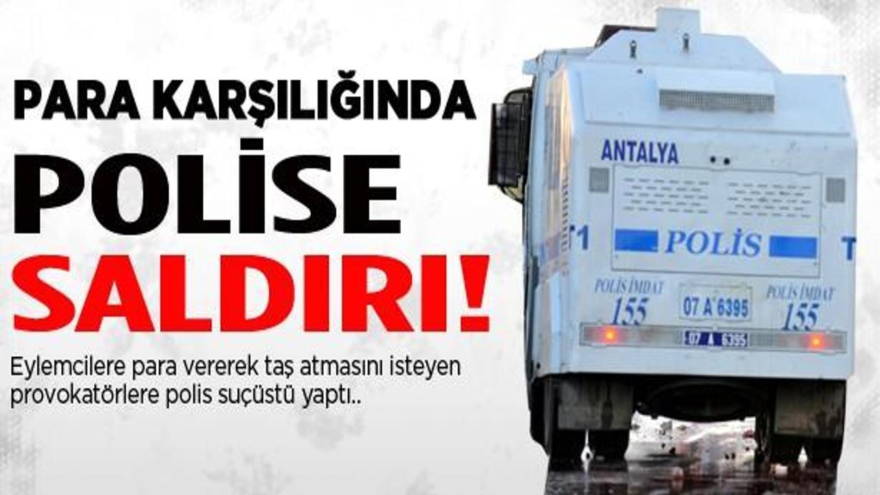 Para karşılığında polise taşlı saldırı