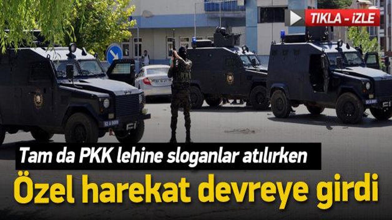PKK lehine atılan sloganları böyle bastırdılar