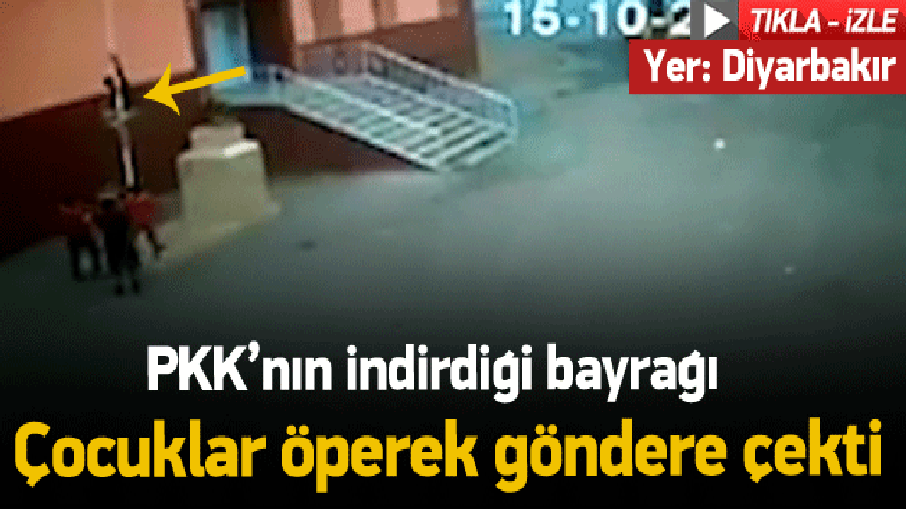 PKK'nın indirdiği bayrağı &ccedil;ocuklar yerine astı
