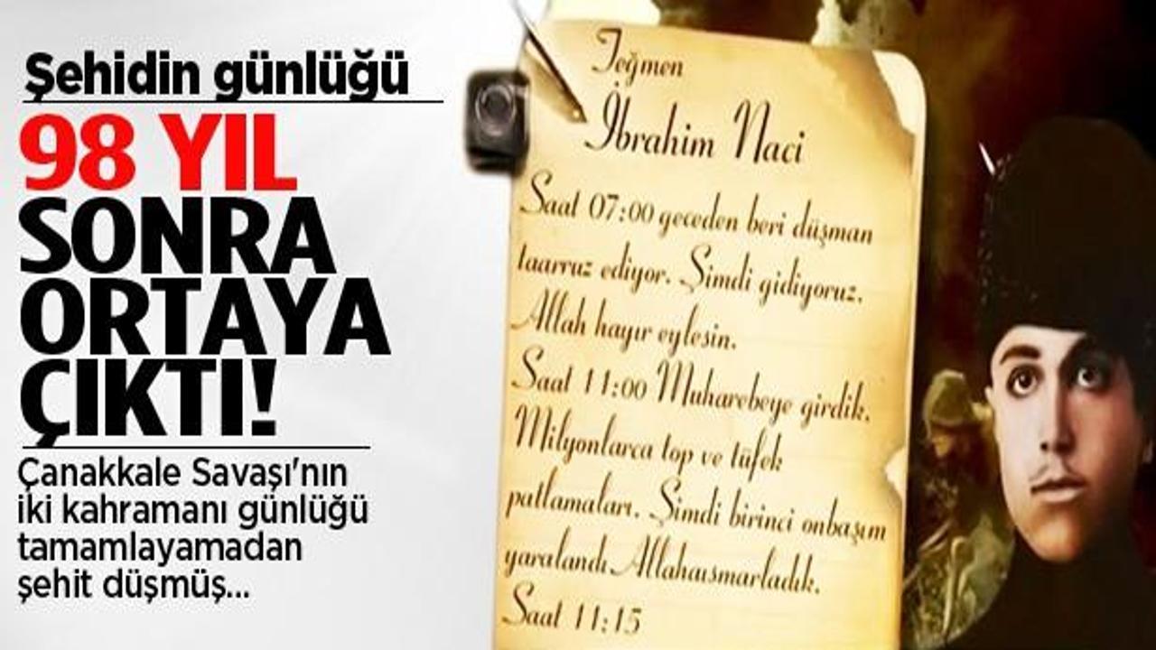 Şehidin g&uuml;nl&uuml;ğ&uuml; 98 yıl sonra ortaya &ccedil;ıktı