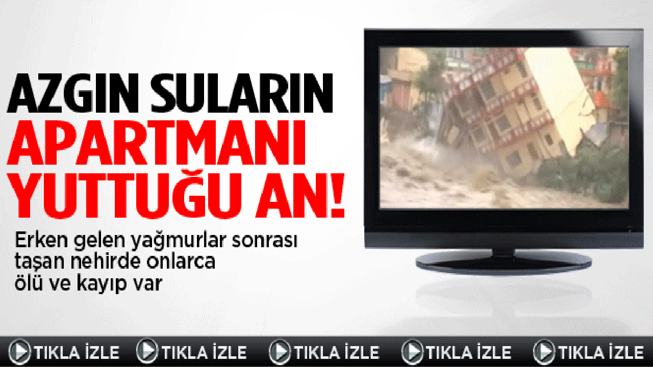 Sel 4 katlı binayı b&ouml;yle yuttu !
