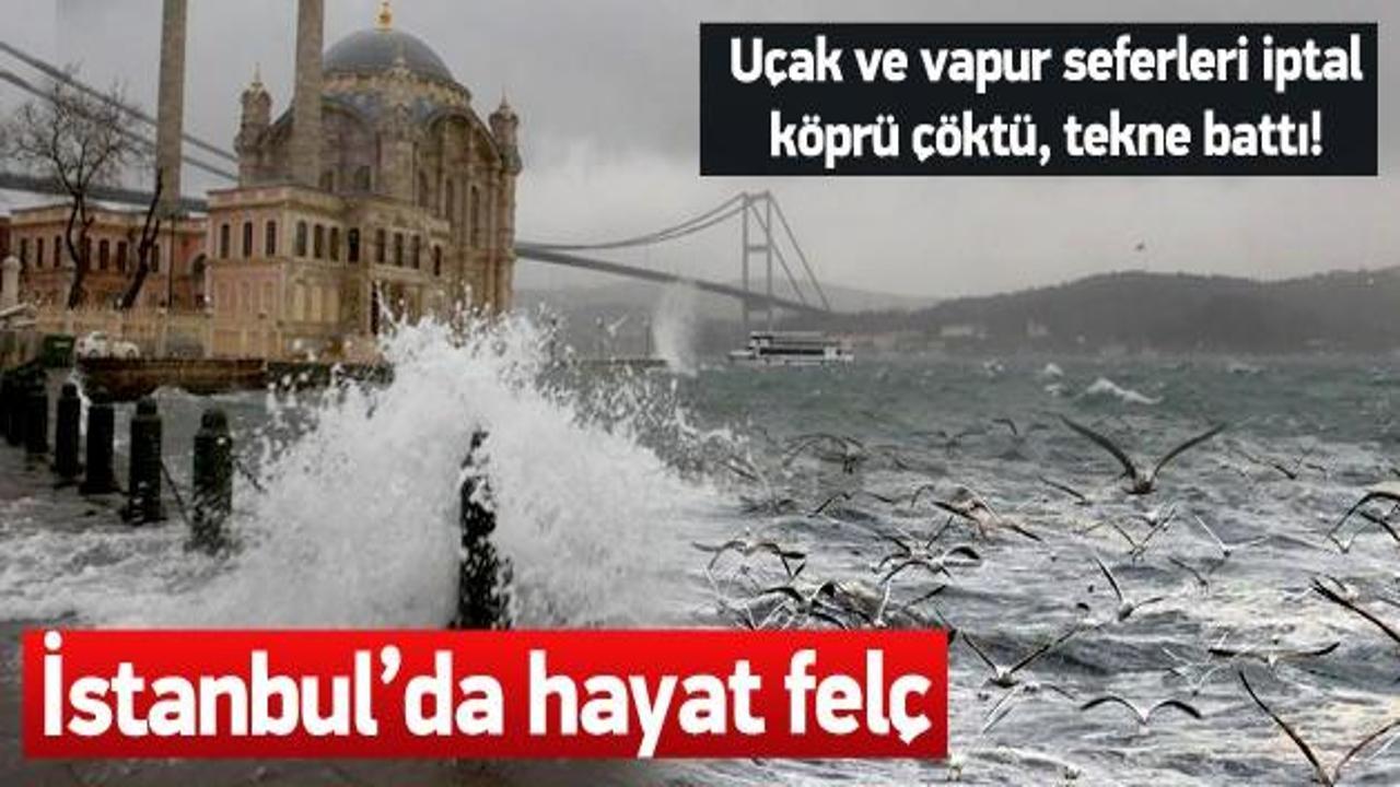 Şiddetli lodos İstanbul'da hayatı felç etti
