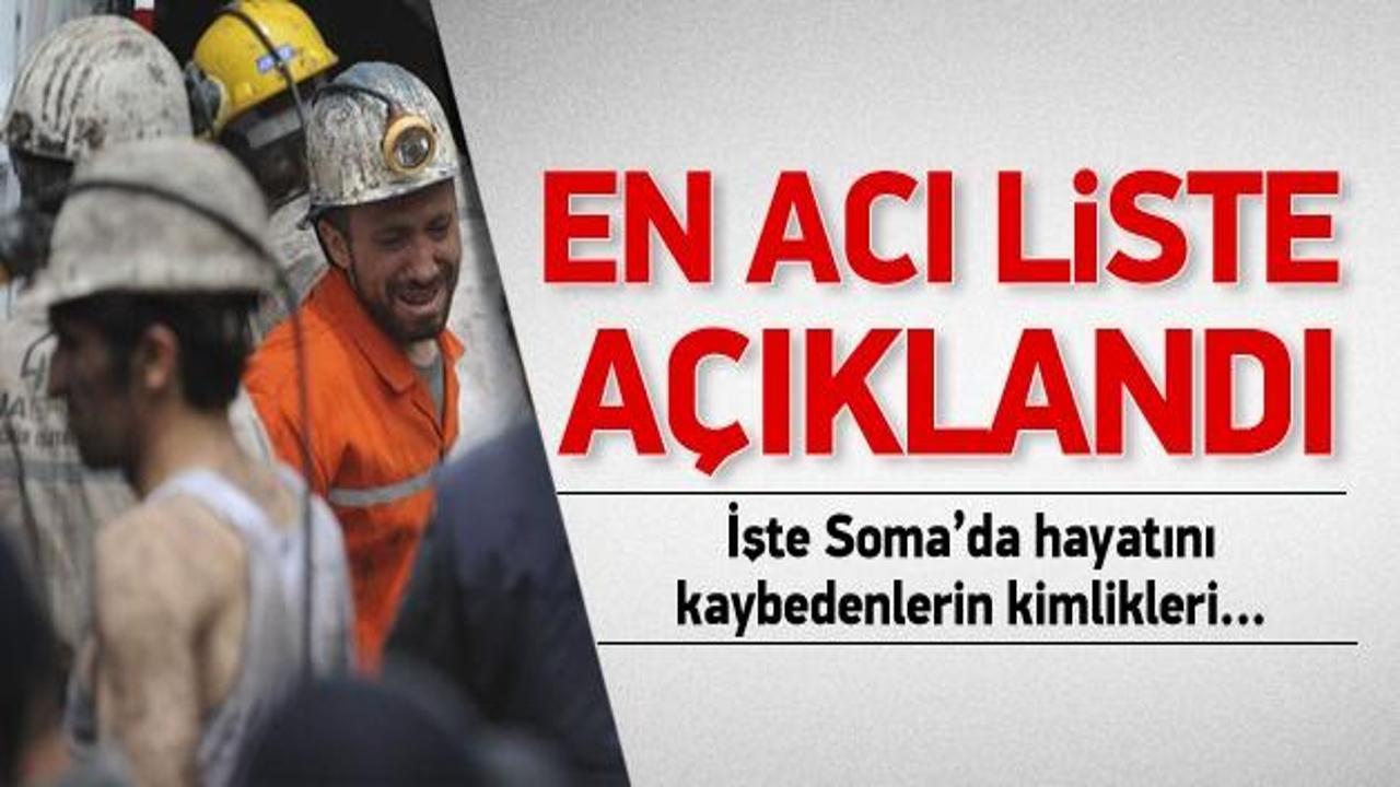 Soma'da hayatını kaybedenlerin isimleri açıklandı