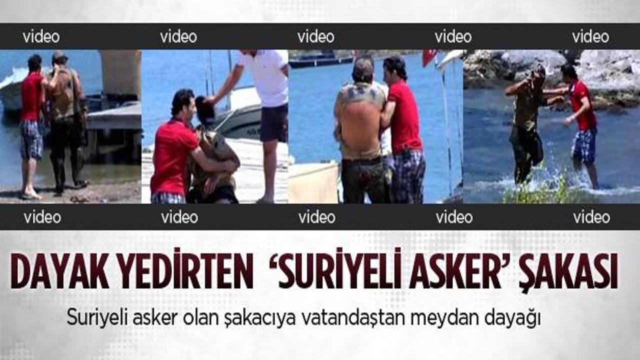 Suriyeli asker şakası i&ccedil;in fena dayak yedi!
