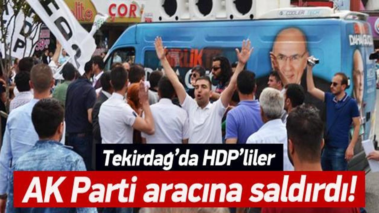 Tekirdağ'da HDP'liler AK Parti aracına saldırdı