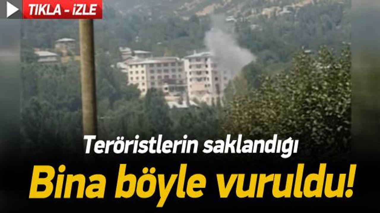 Ter&ouml;ristlerin saklandığı bina b&ouml;yle vuruldu ,