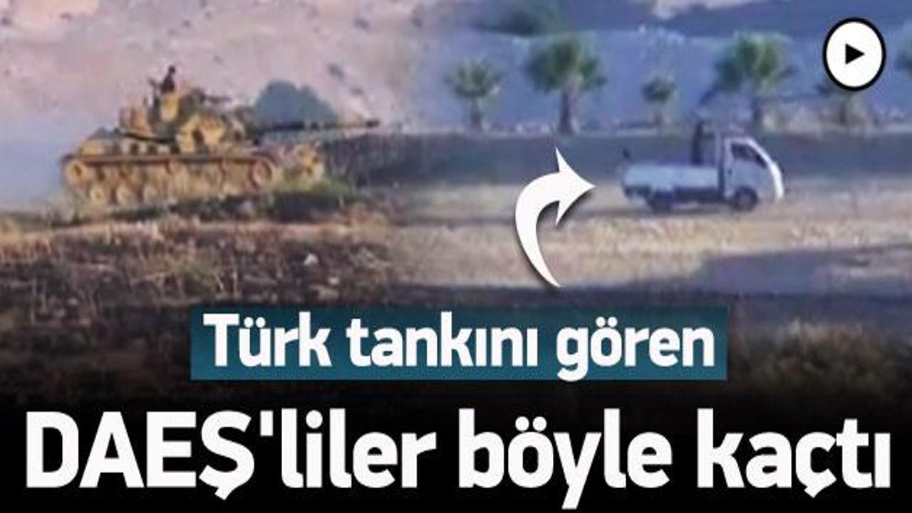 T&uuml;rk tankını g&ouml;ren DAEŞ'liler b&ouml;yle ka&ccedil;tı