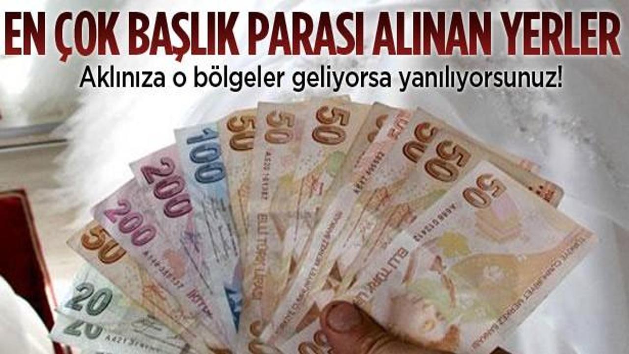 Türkiye'de en çok başlık parası alınan yerler