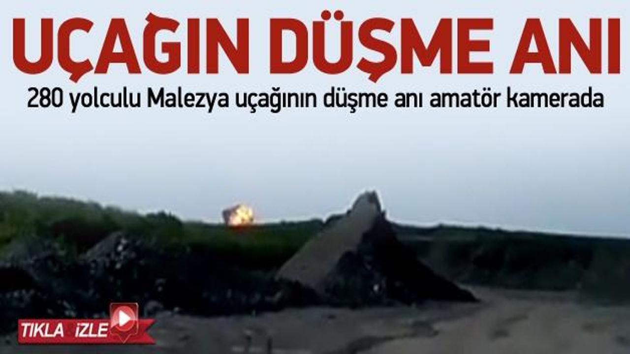 Ukrayna'da yolcu uçağının düştüğü an