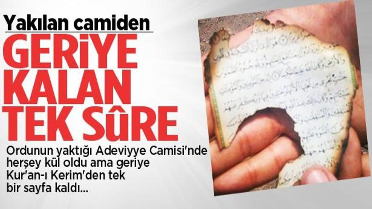 Yakılan camiden geriye bir tek o sûre kaldı