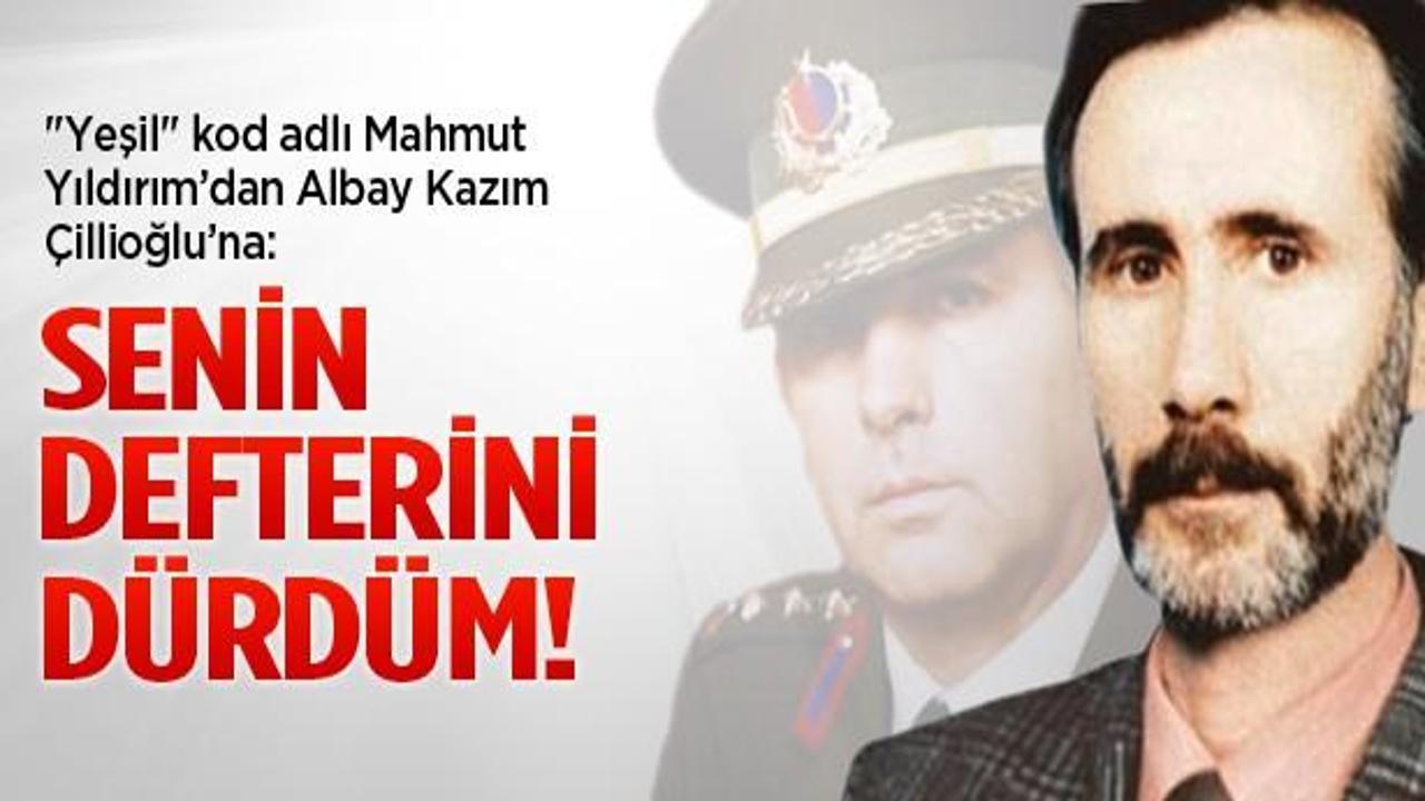 Yeşil'den Çillioğlu'na: Senin defterini dürdüm