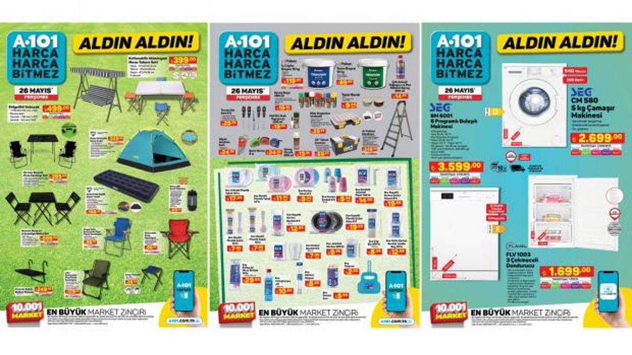 26 Mayıs A101 aktüel kataloğu! Kamp sandalyesi, akıllı drone, beyaz