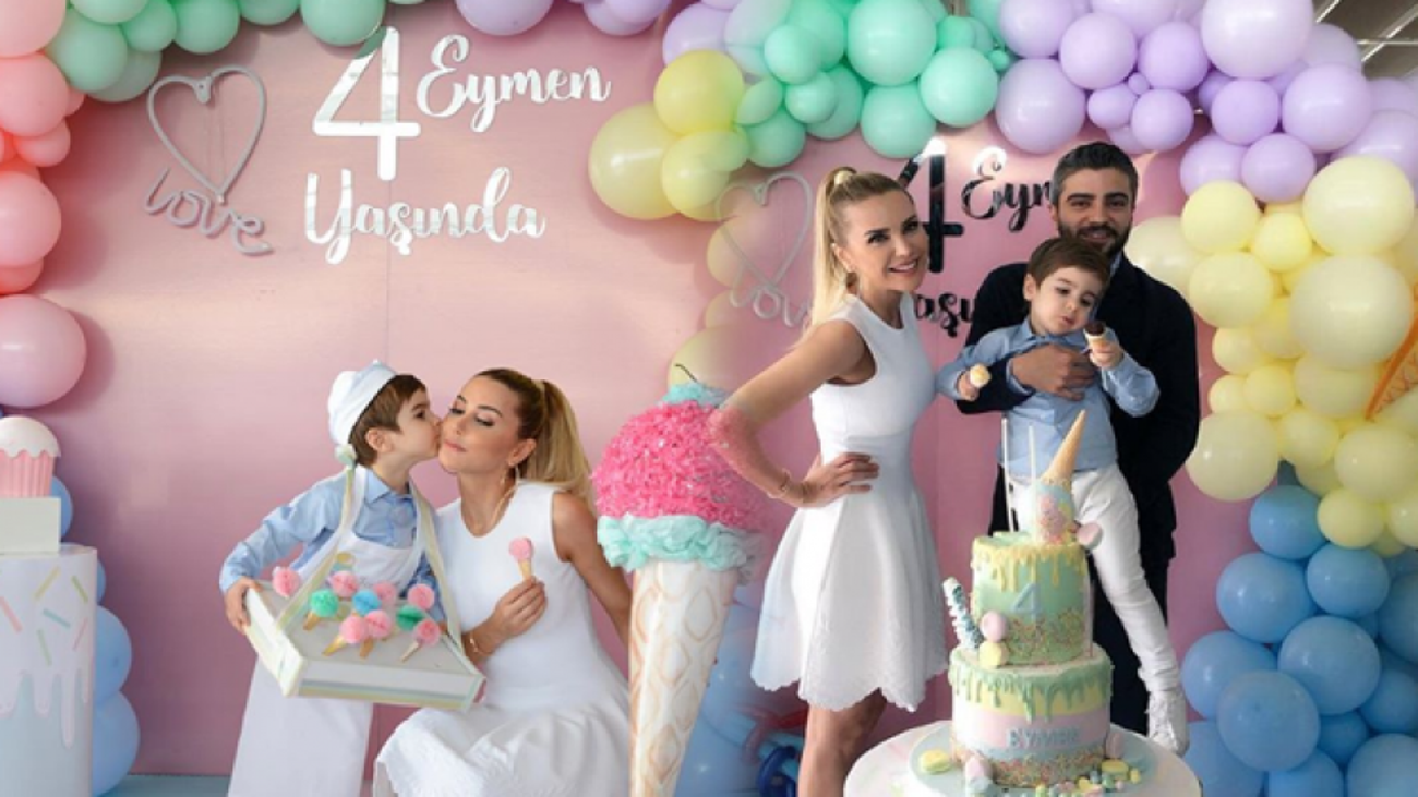 Ece Erken�in oğlu Eymen�e sürpriz doğum günü partisi