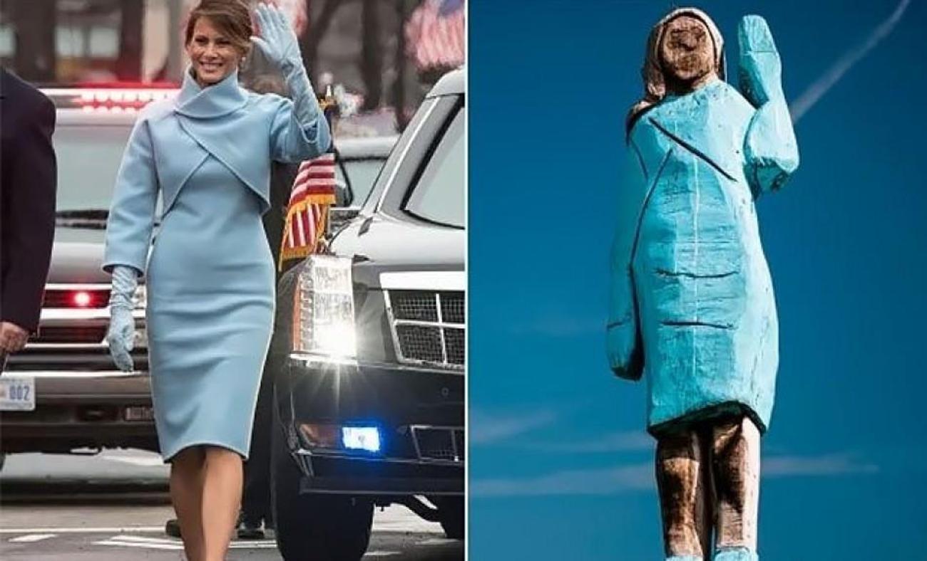 Melania Trump'ın dikilen ahşap heykeli olay oldu!