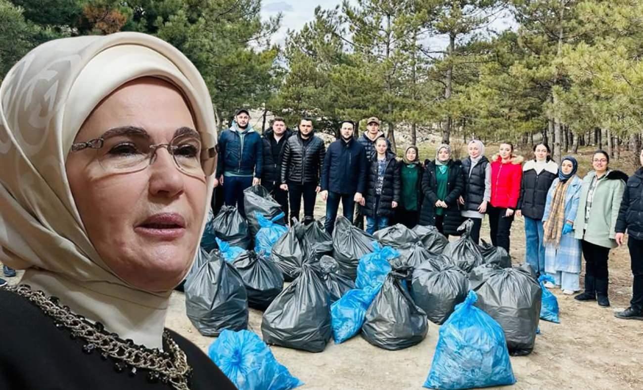 Emine Erdoğan'dan doğasever gençlere tebrik paylaşımı