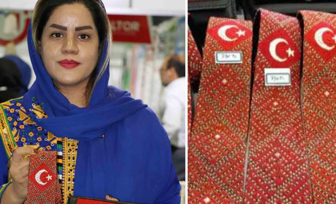 İranlı kadından Türkiye aşkı! Ay yıldız sevgisini işlediği kravat ve cüzdanla gösterdi