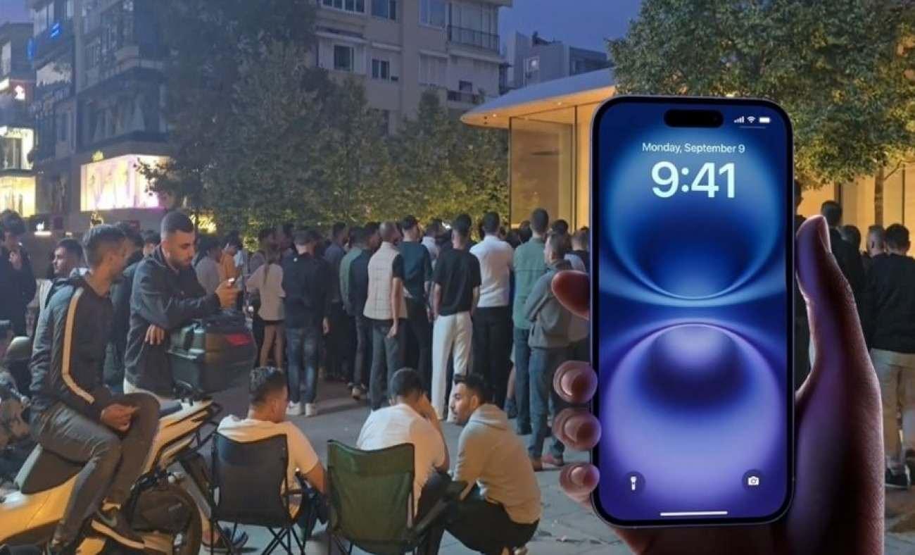 Iphone 16 i&ccedil;in gece n&ouml;beti! 120 bin TL'lik telefon i&ccedil;in geceden kuyruğa girdiler