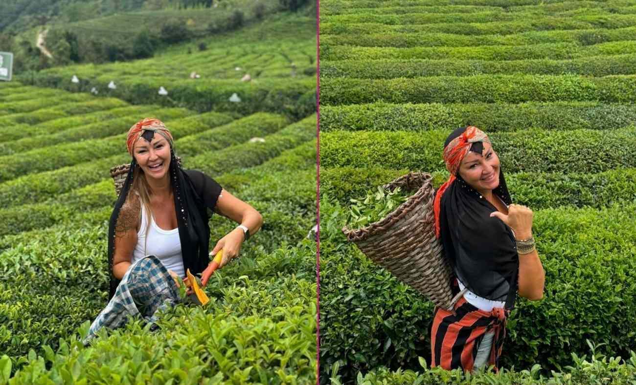 Pınar Altuğ Rize&rsquo;de &ccedil;ay toplayıp Artvin&rsquo;de horon tepti!
