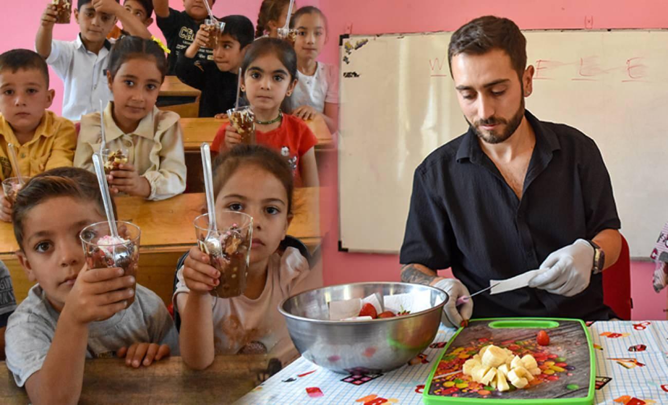 Tatlı ustası Atilla Karaca Van'da yaşayan öğrencilerin yüzünü güldürdü!