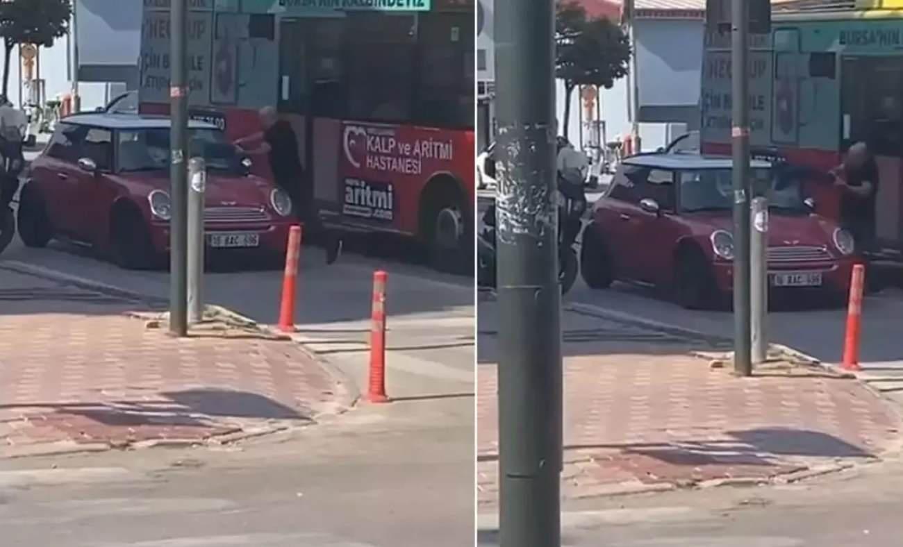 Bursa'da polisin ceza yazdığı şahıs aracını parçaladı!