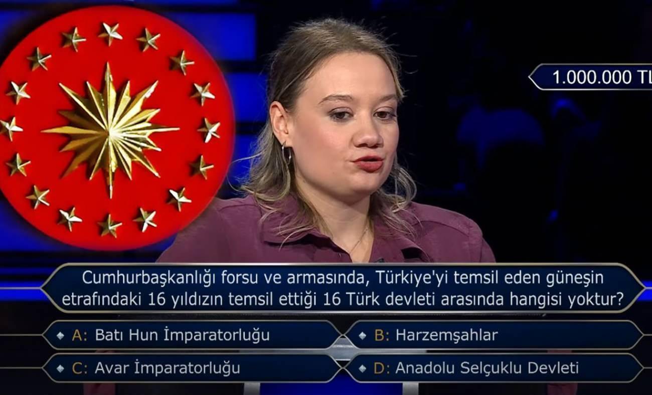 Kim Milyoner Olmak İster'de 1 milyon TL'lik soru: Cumhurbaşkanlığı forsu